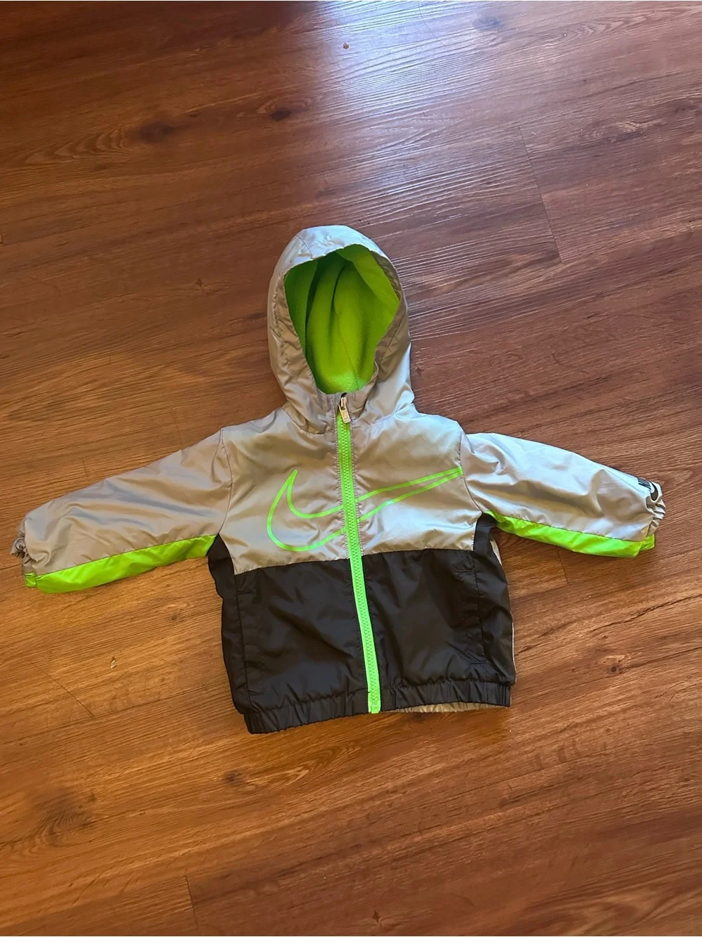 Nike Kids' Hooded Sporty Jacket - grey with Neon Green Lining